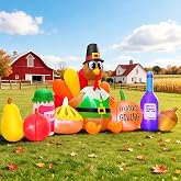 8FT Thanksgiving Inflatables Outdoor Decoration Inflatable Turkey Pumpkin, Built in LED Lights Blow Up Yard Decorations for Fall Holiday Party Garden Lawn D&eacute;cor