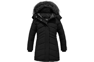 ZSHOW Girls' Winter Coat Insulated Long Quilted Puffer Jacket Warm Hooded Parka Snow Coats