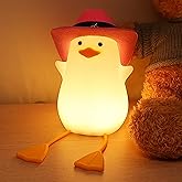 Anywin Cute Benson Ducks Night Light, Squishy Touch Silicone Animal Nursery Bedside Lamp, Dimmer & Rechargeable, Birthday Gift for Boys, Girls, Teens (Pink Duck)