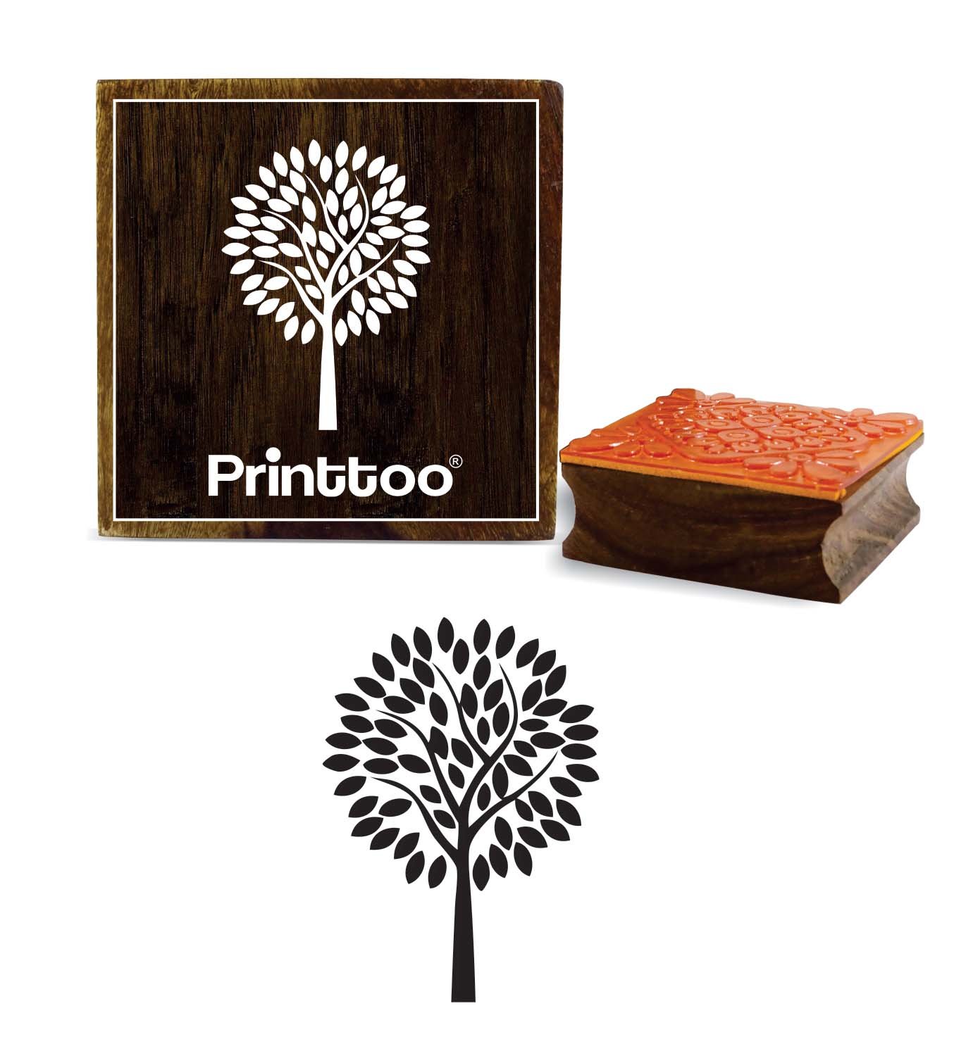 Printtoo Square Tree Pattern Scrap-Booking Wooden Rubber Stamp Craft Textile-2 x 2 Inches