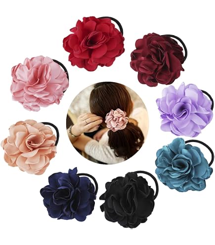 4Pcs Korean Fashion Pearl Hair Rope Rose Flower Rhinestone Hair Ties/ Jewelry Amazon.com : LOVEF 4Pcs Korean Fashion Pearl Hair Rope Rose  main image 3