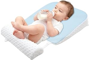 KOALA SWEETIE Reflux Pillow for Baby, Baby Feeding Pillow, Nursing Pillow for Newborn, Tummy Time Pillow, Newborn Pillow, Premium Foam with Double-Sided Removable Cover 17.72" × 17.32" × 3.15"(Light Blue)