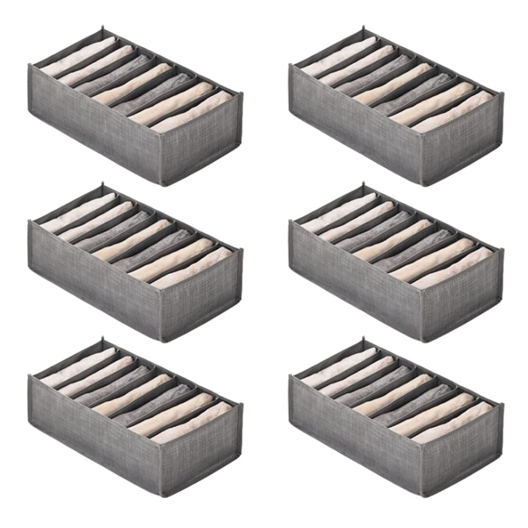 Kopinma Drawer Dividers for Clothes - 6Pcs Wardrobe Storage Organiser with 7 Grids for Efficient Storage of Jeans, Trousers, T-Shirts, Leggings, Dimensions: 35x17x12cm
