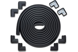 Roving Cove HeftyFit Edge Corner Protector Baby Proofing (Large 18ft Edge 8 Corners), Heavy-Duty, Soft NBR Rubber Foam, Furniture Fireplace Safety Bumper Guard, 3M Adhesive, Onyx Black