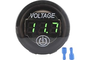 aqxreight - DC 12-24V Car Voltage Gauge LED Display Waterproof Voltmeter with Touch Switch Round Panel Voltmeter Compatible w