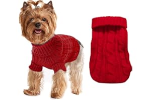 JUOMIIEL Dog Sweaters for Small Dogs Girl Boy, XS Yorkie Sweaters XXS Puppy Doggie Sweater Winter Warm Dog Turtleneck Knitwear Pullover for Chihuahua Fall Winter Cold Weather,Red M