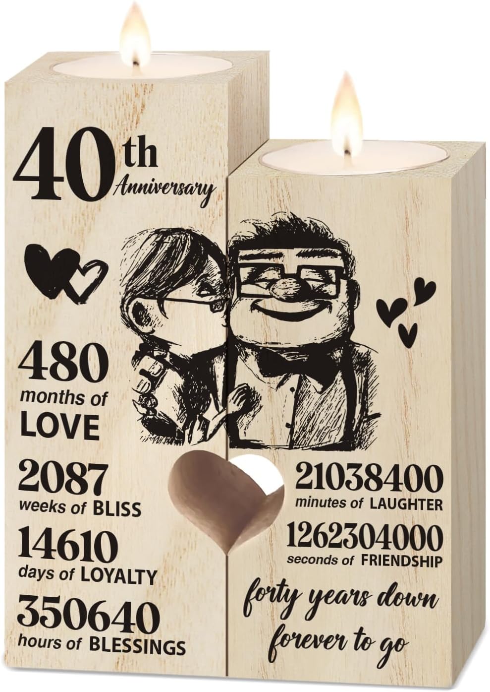 Vetbuosa 40th Ruby Anniversary Candlestick Gift for Couple Husband Wife