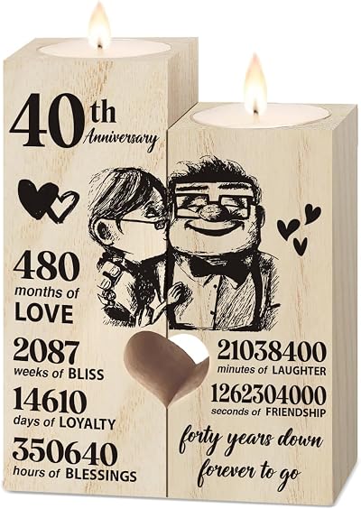 Vetbuosa 40th Ruby Anniversary Candlestick Gift for Couple Husband Wife