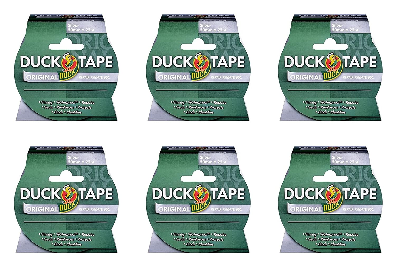 Duck Tape Original Silver, 50mm x 25m, Pack of 6
