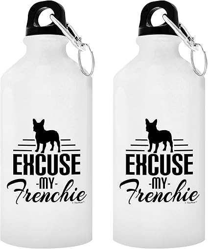 Amazon Co Jp 犬ギフト Excuse My Frenchie フレンチブルドッグギフト 女性用 犬ギフトセット ペット愛好家へのギフト 2パック アルミニウムウォーターボトル キャップ スポーツトップ付き ホワイト ホーム キッチン