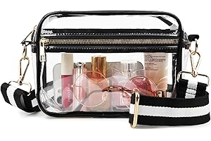 WEDDINGHELPER Clear Crossbody Bag, Clear Bag Stadium Approved Clear Purse with Adjustable Strap for Sports Concerts Festivals