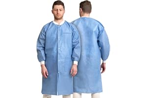 Medical Nation Disposable Lab Coats | 10 Pack - 50 Pack | Lab Coats for Adults with Knit Cuffs and Pockets (Size Small - 5XL)