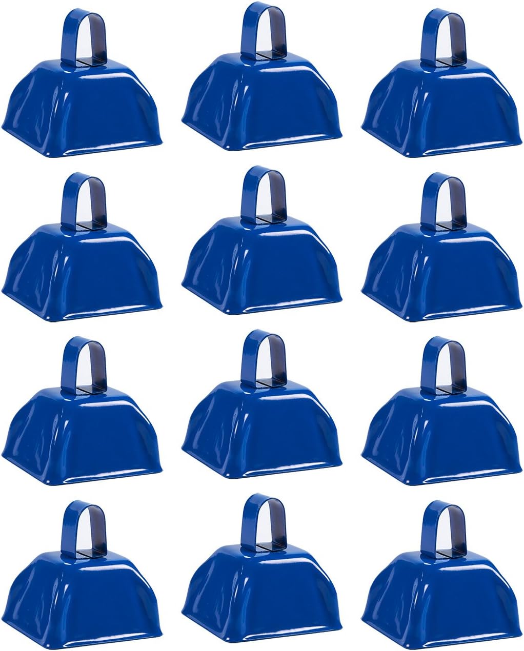 Blue Panda Cow Bell Set (12-Count) - Loud Bells with Handles, Cowbells, Noisemaker Call Bells for Football Games, Weddings, Classroom Use, Blue, 7.6 x 7.1 x 6.3 cm