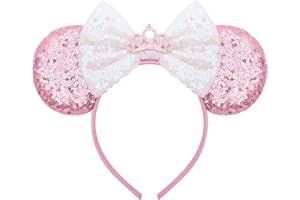 ODOCARE Handmade Mouse Ears Headband for Women and Ladies, Polka Dot Bow Minnie Ears Costume Accessories