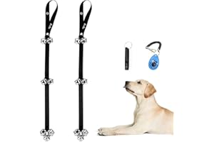 fancigo 4 pcs Set Dog Doorbell for Potty Training. Perfect Choice for Communication with Your Puppy/Dog/Pets. 3-Level Adjustable Length with Premium Quality. (Black+Black)