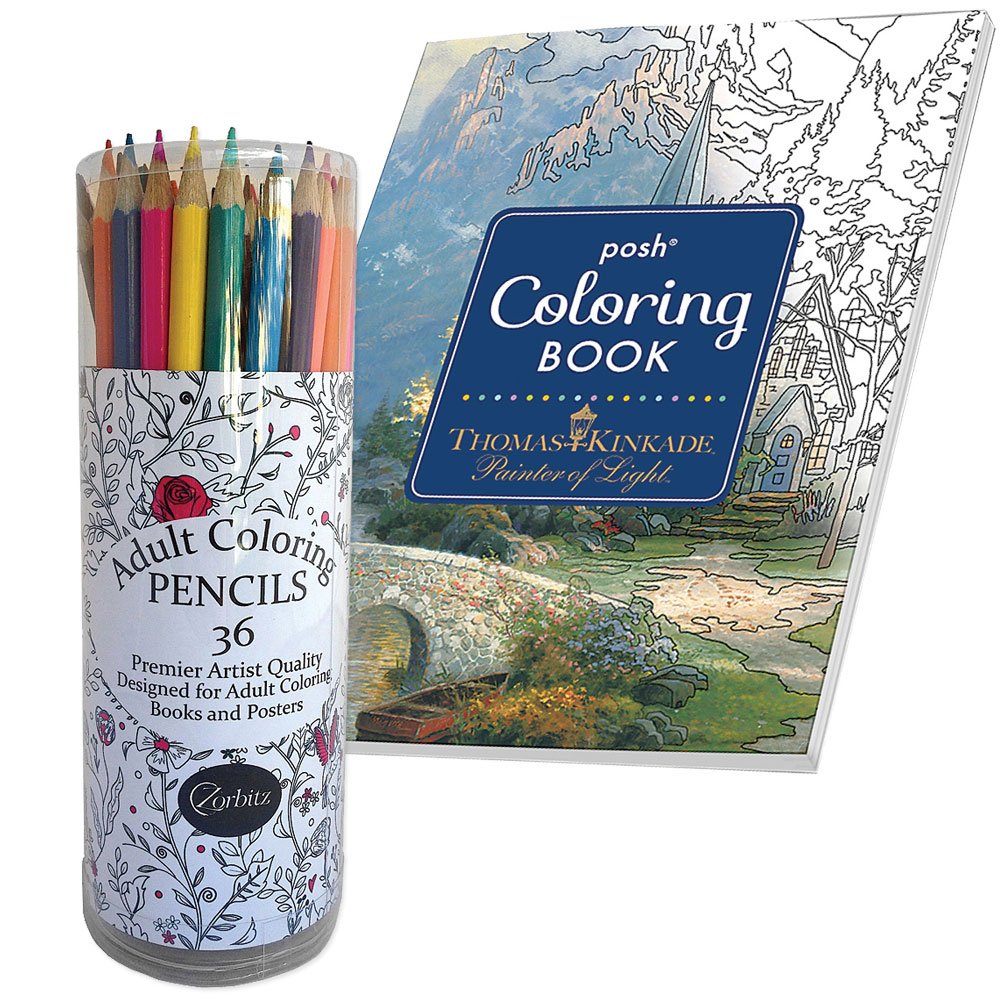 Amazon Set Adult Artist Colored Pencils & 128 Page Thomas Amazon Set Adult Artist Colored Pencils & 128 Page Thomas Kinkade Coloring Book Toys & Games