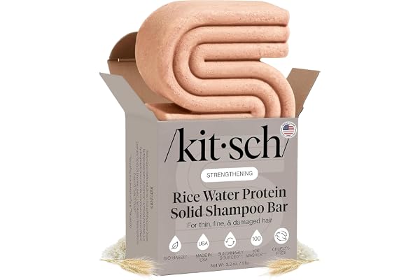 Kitsch Rice Water Shampoo Bar for Hair Growth – Strengthening Hair Shampoo for Men and Women – Reduce Breakage, Boosts Shine