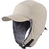 Home Prefer Faux Fur Trooper Trapper Hat for Men Warm Mens Winter Hat with Earflaps Ushanka Hunting Hat Reflective Brim