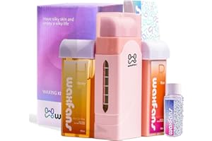 Waxfans Roll On Wax kit,Waxing Kit for Sensitive Skin, Wax Roller, Roll On Wax Warmer for Hair Removal,at Home Waxing Kit for Women men,Soft Wax Heater for Larger Areas of the Body(pink)