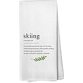 Liosei Skiing Definition Kitchen Towels, Ski Party Decorations Kitchen Towels for Skier Friends Women, Green Leaves Decoration Tea Towels Kitchen Hand Towels 16x24 Inch for Kitchen Bathroom Decor