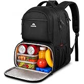 MATEIN Lunch Backpack for Men, 17 Inch Work Backpack with Lunch Compartment | Laptop Compartment, Water Resistant, Anti Theft, Insulated Cooler Backpack, Meal Prep Bag for College Travel Picnic, Black