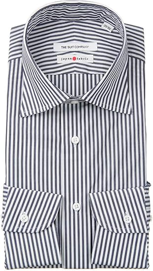 Amazon Co Jp ザ スーツカンパニー Japan Fabric Hand Made ワイドカラードレスシャツ ロンドンストライプ ネイビー ホワイト 41 服 ファッション小物