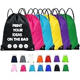 Azulavina Custom Drawstring Bags - 10/30/50/100 Pack, Personalized with Your Logo, Lightweight Gym Backpacks for Sports, Travel, Events - Promotional Business Items
