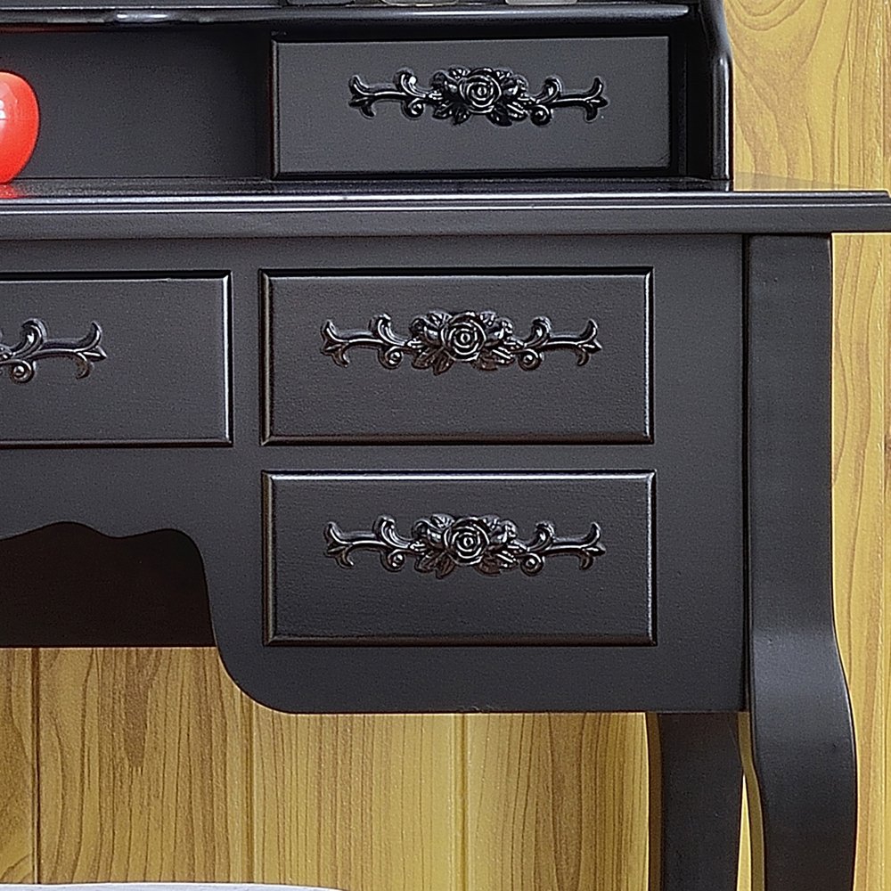 Black Dressing Table Withtri Folding Mirror And Cushioned Stool Makeup Vanity Set For Girls Makeup Vanity With 7 Drawers Makeup Table Writing Desk With Removable Top Talkingbread Co Il