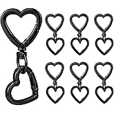WTYONZEL 6Set Swivel Clasp Clip,Heart Shape Metal Double Opening Key Chain Clip,Swivel Spring Snap Hooks for Jewelry Clasps,DIY Crafts,Lanyard Making(Black)