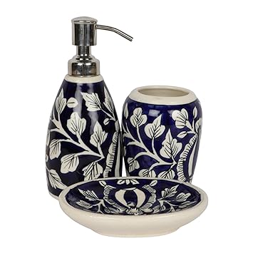Craftghar Ceramic Bathroom Set Of Liquid Soap Dispenser Soap Holder And Toothbrush Holder Set Of 3 Perfect For Bathroom Set Ideal Diwali Gifts For Family And Friends Amazon In Home Kitchen