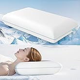 Releep Cooling Soft Memory Foam Pillow, Cervical Neck Pillow for Side Sleepers, Back & Stomach Sleepers, Ergonomic Orthopedic Design for Neck Pain Relief and Deep Sleep, CertiPUR-US, White
