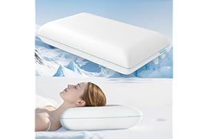 RELEEP Cooling Soft Memory Foam Pillow, Cervical Neck Pillow for Side Sleepers, Back & Stomach Sleepers, Ergonomic Orthopedic Design for Neck Pain Relief and Deep Sleep, CertiPUR-US, White