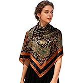 K-Elewon Large Square Scarf 43" Silk Scarf Fashion Scarves Silk Feeling Hair Wrapping Scarfs Night Sleeping Headscarf