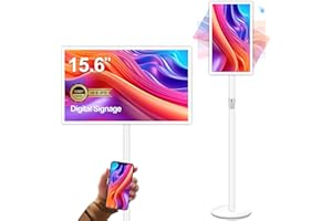 AYSTekMann 15.6" Digital Signage Display 10000 mAh Capacitive Touch Screen Advertising Display with Wireless Screen Mirroring, All in One LCD Screen HDMI-in with Android 11(8+128GB)