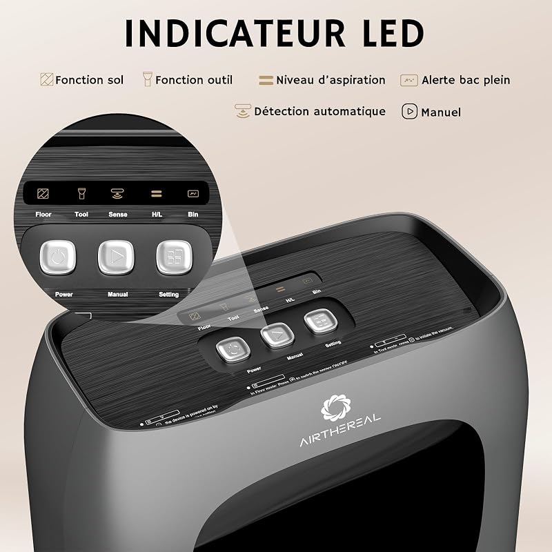 Aspirateur Automatique T1 Gris 1500W H13 HEPA Animaux Cheveux — photo 3 sur 7