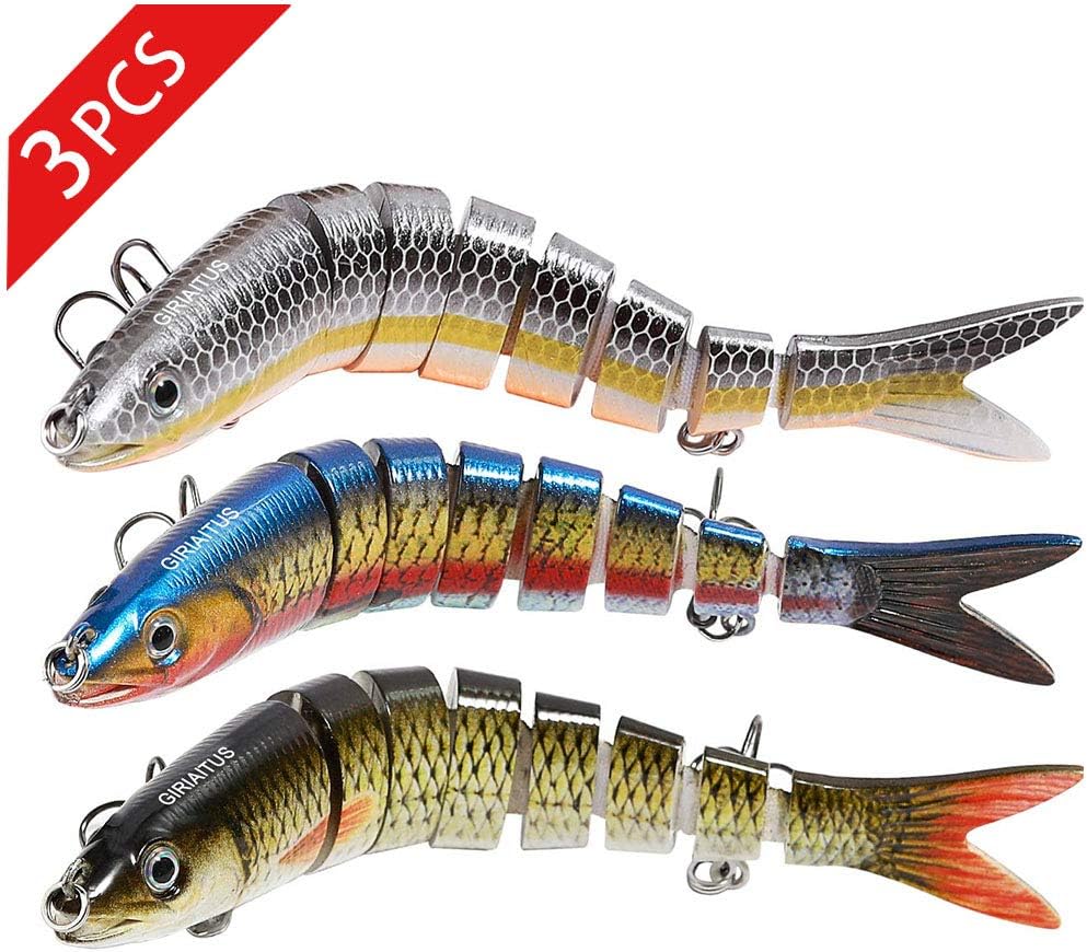 GIRIAITUS Fishing Lures, 3D Jointed Swimbaits Freshwater Fishing Bait Lifelike Bass Swimbaits Hard Lure Fishing Tackle Kits(All Styles & Colors)