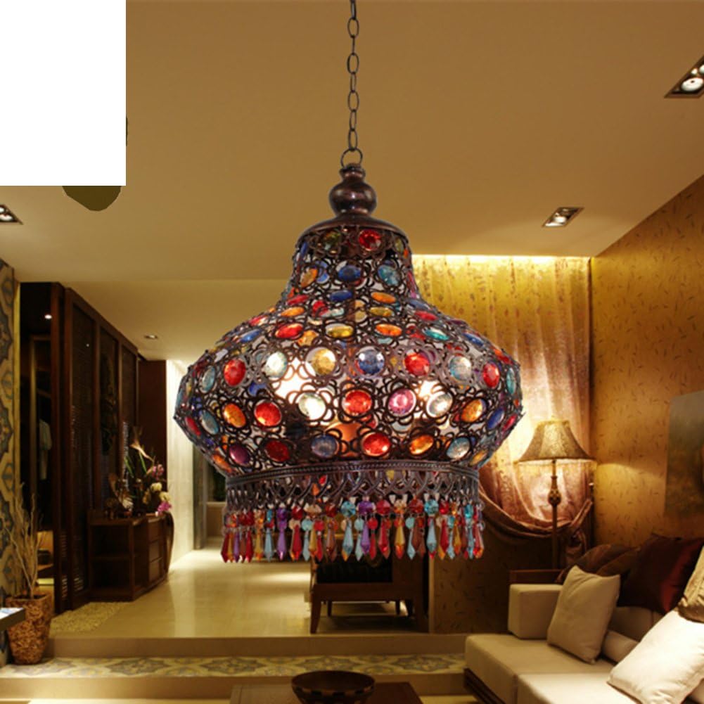 Boho retro living room chandelier/Southeast Asian bronze dining room chandelier/Creative bedroom lamps-small