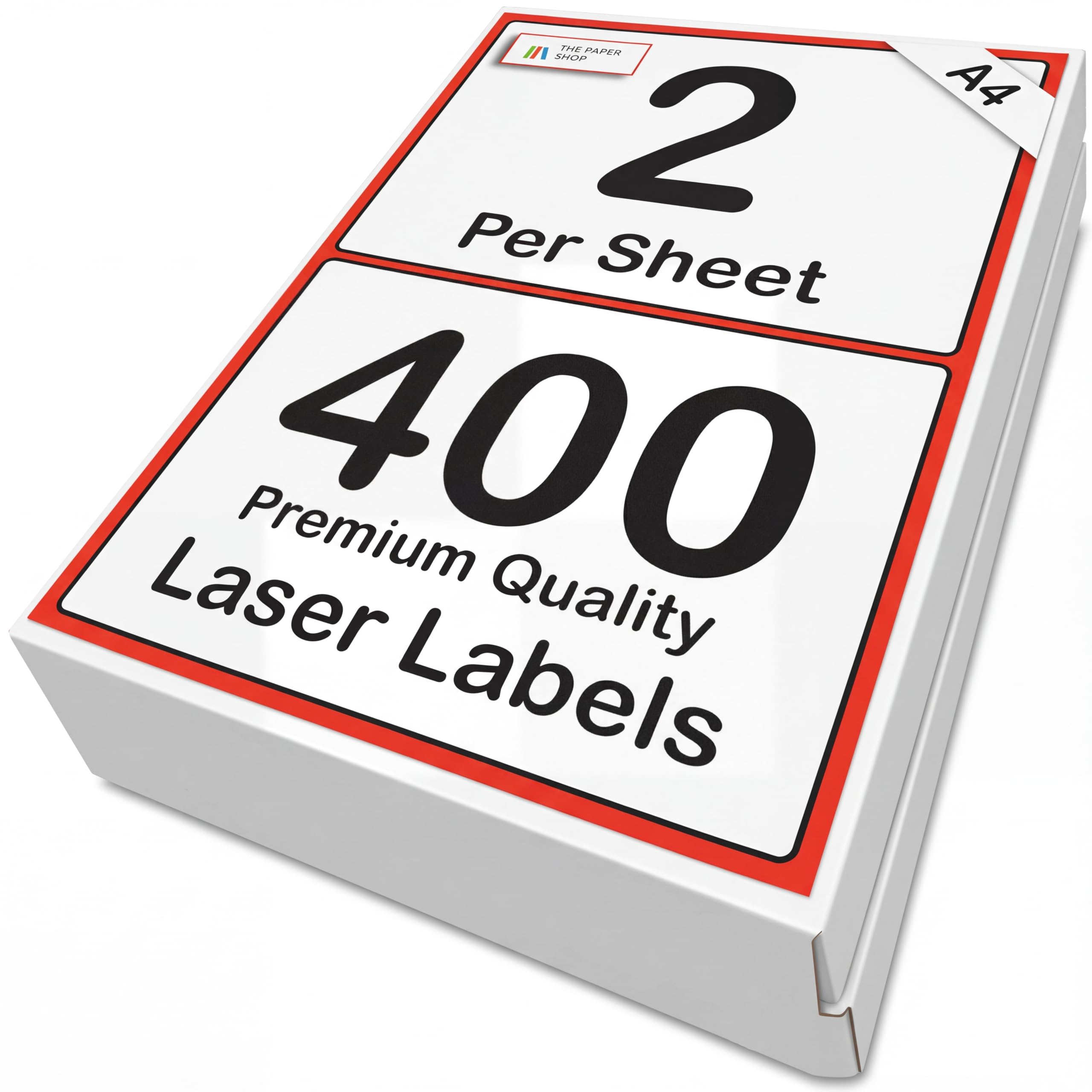 [400 Labels] Self Adhesive White Sticky Printer Labels for A4 2 per Sheet | A5 Sticky Printer 2 per A4 Sheet Address Labels | Laser Printer Labels 2 per Sheet for All Types of A4