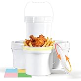 UMETASS 4 Pack 1 Gallon Plastic Buckets with Screw Lids &amp; Handle, Food Grade Storage Containers for Kitchen, Freezer - Reusable White Plastic Bucket Set