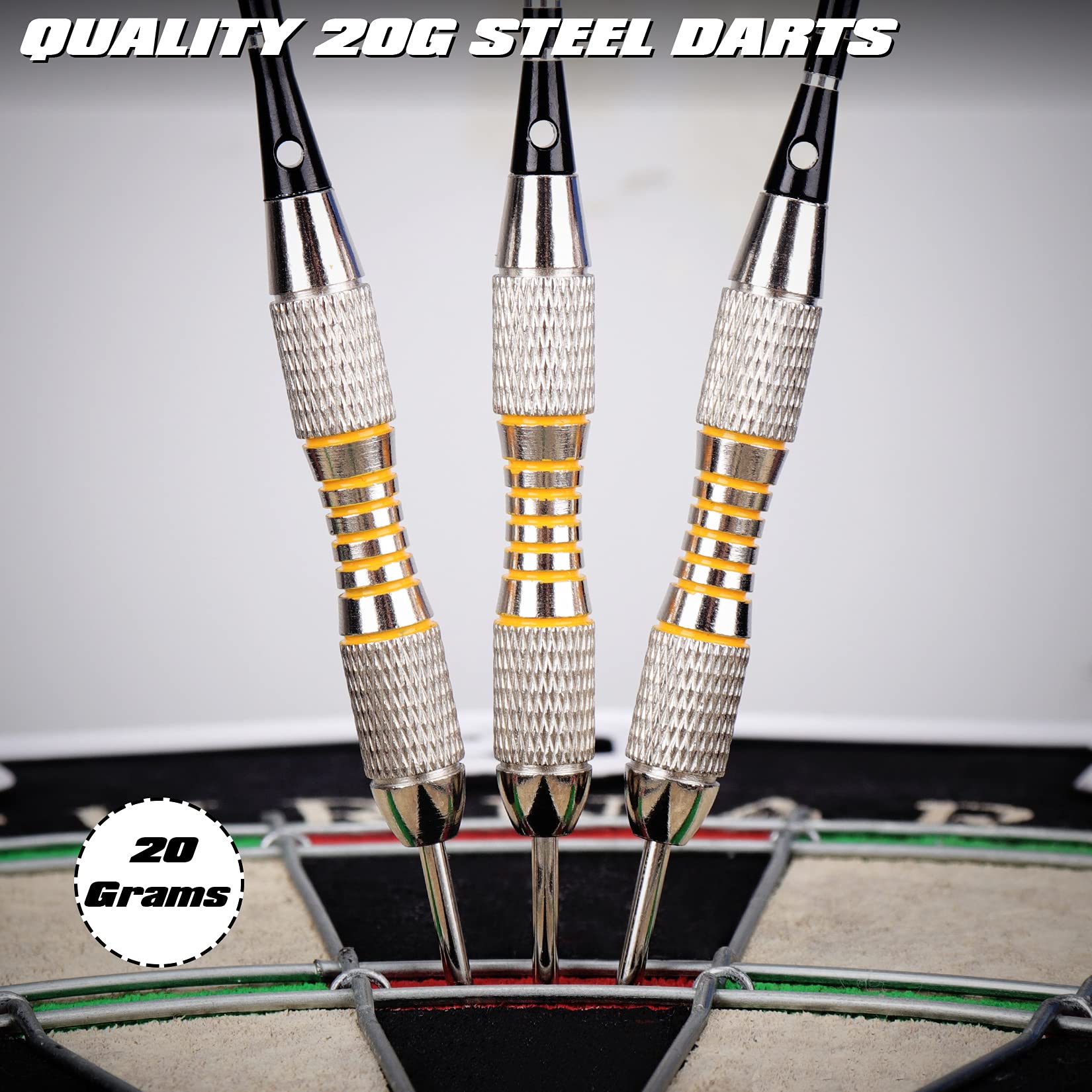 Dartscheibe Kork Dartscheibe mit Pfeilen Offizielles Steeldartscheibe Steeldart Dart Board Set 6 Dartpfeile Metallspitze,6 Flights (Dartscheibe) 8