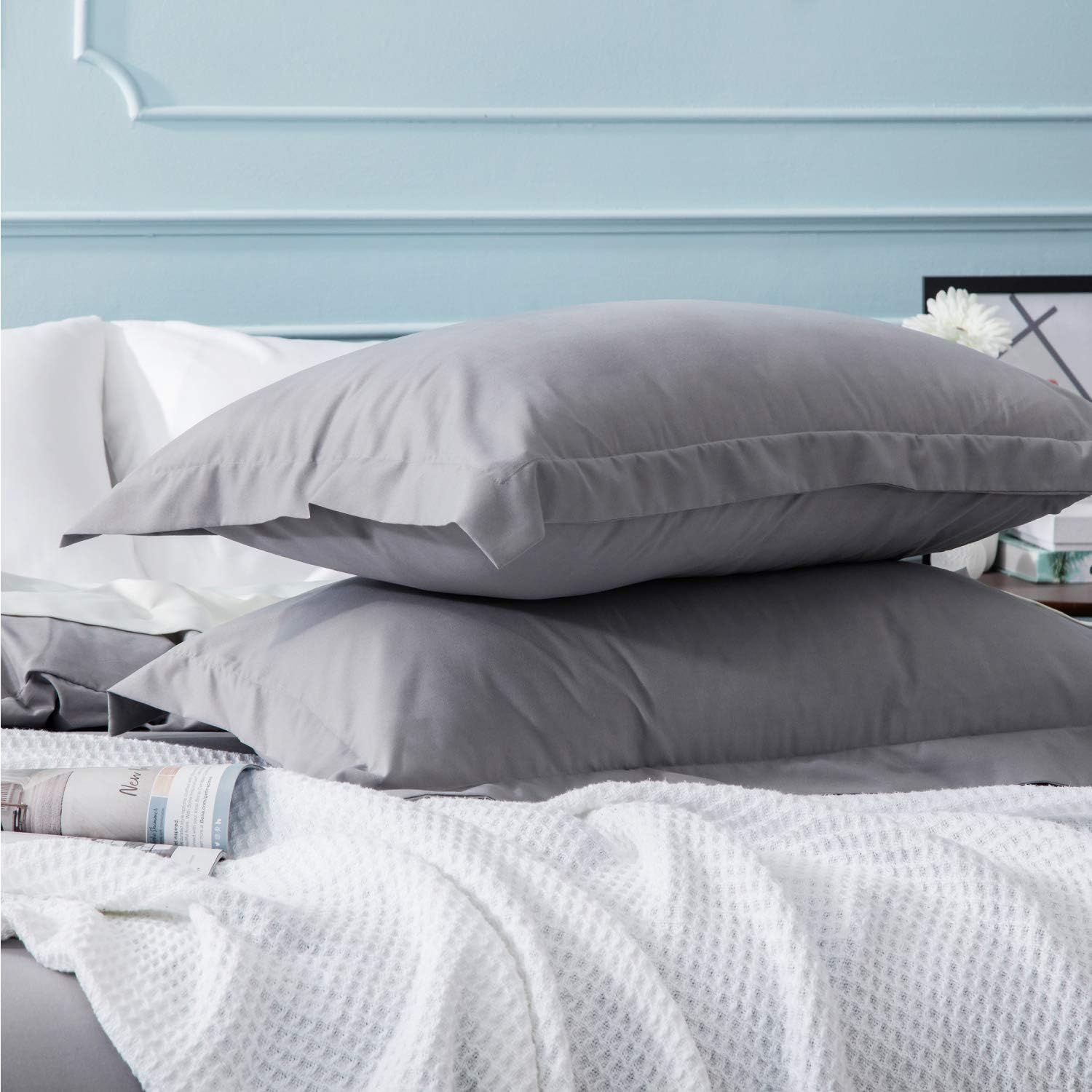 Bedsure Duvet Covers Queen Size Grey - Duvet Cover Queen Set Bedding Comforter Cover with Corner Ties Zipper Closure 90x90 Inch 3 Pieces: Kitchen & Dining