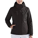 FREE SOLDIER Women's Waterproof Ski Jacket Fleece Lined Warm Winter Snow Coat Windproof Hooded Raincoat