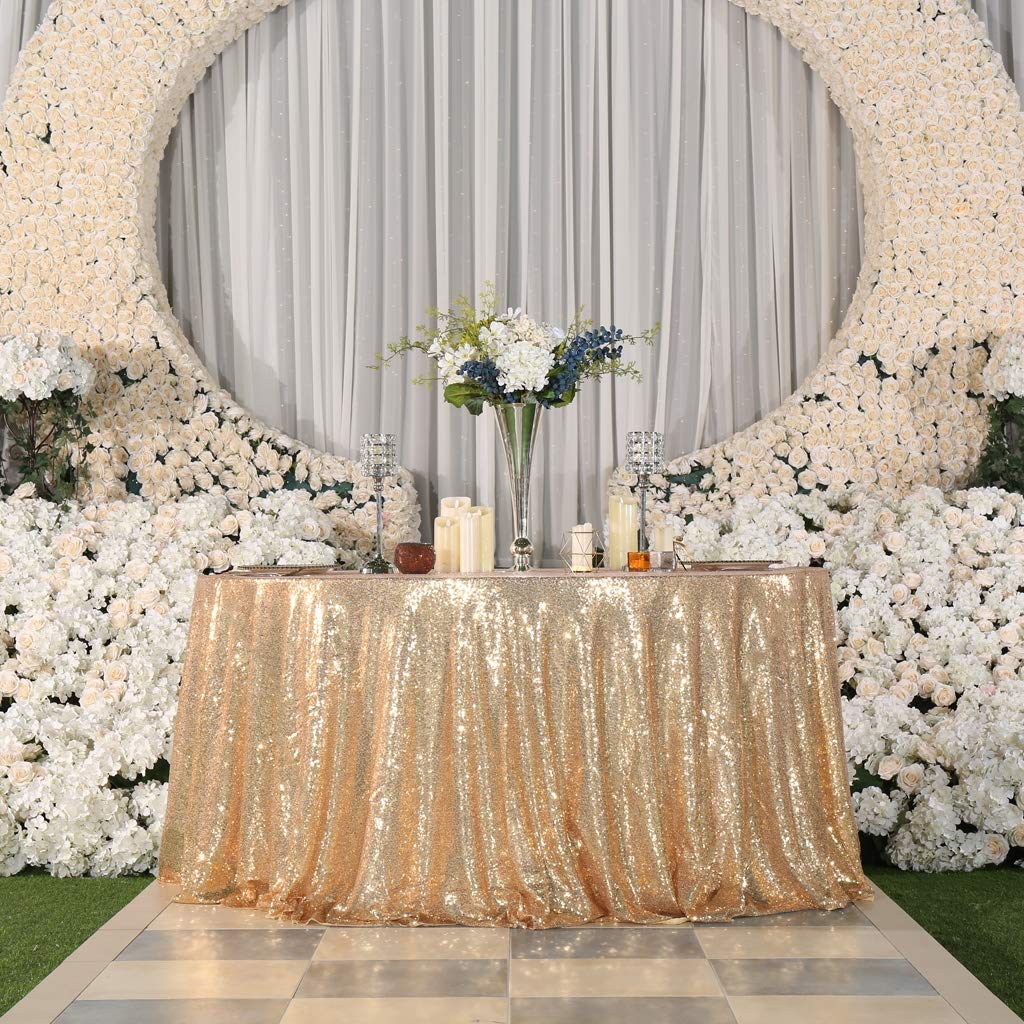 Eternal Beauty Sequin Tablecloths Round Light Gold 274 cm wedding Halloween Chrismas Party Banquet New Year’s Day — image 1