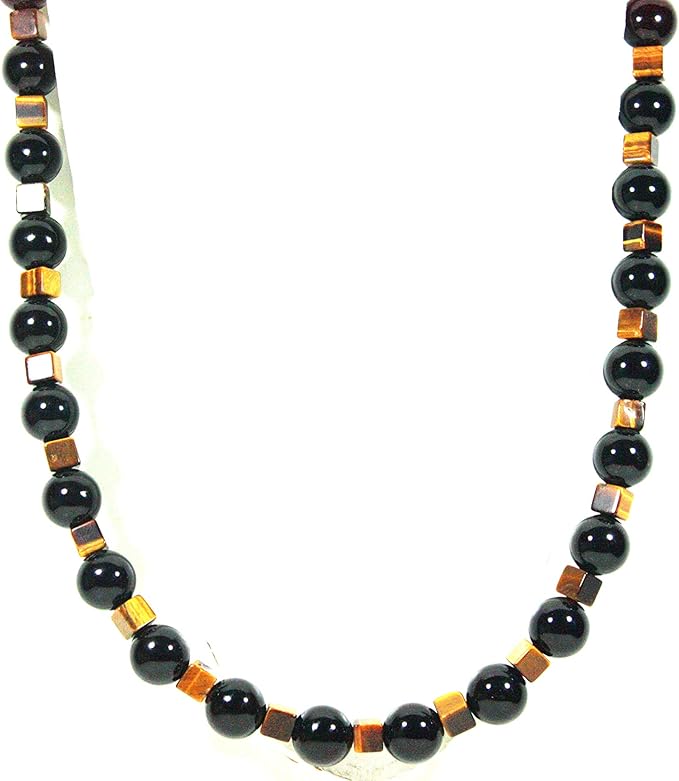 Amazon Auras By Osiris オニキスとタイガーアイビーズネックレス メンズ 世界クラスの耐久性と磁気クラスプ オーラシールド 自信 Master Shamanによる手作り ネックレス 通販