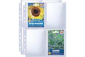 ZOFLY 240 Pockets 3.5x5” Seed Packet Sleeves, 30 Pack Double Sided 4 Pocket Seed Organizer Sheet,Heavy Duty Garden Seeds Storage Pages for 3 Ring Binder, 8.5x11” Top Loading Clear Photo, Index Card Sleeves