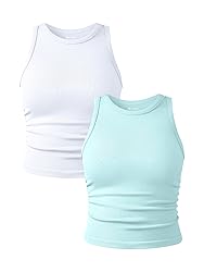 OQQ Women's 2 Piece Tank Tops Crew Neck Sleeveless