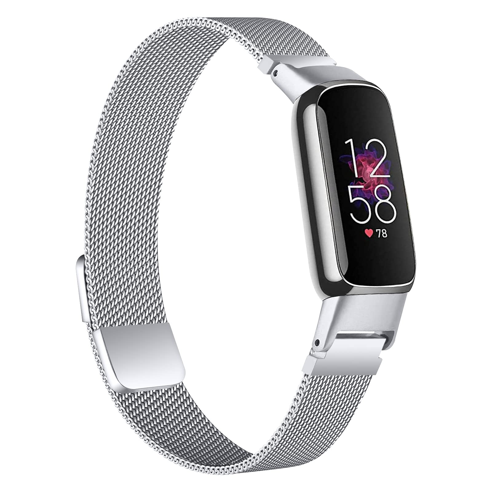 Photo 1 of OCEBEEC Metal Bands Compatible with Fitbit Luxe, Stainless Steel Metal Mesh Loop Wristband Replacement for Fitbit Luxe/Special Edition Men and Women(Silver)