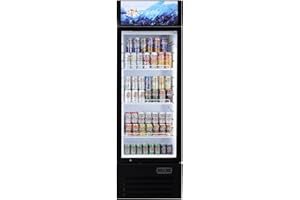 Bluelinecool Commercial Refrigerators 9 Cu.Ft Upright Merchandiser Drink Cooler – Glass Door Beverage Fridge with LED Light, Adjustable Shelves, Lock Wheels – Display Refrigerator for Beer, Bar, Shop