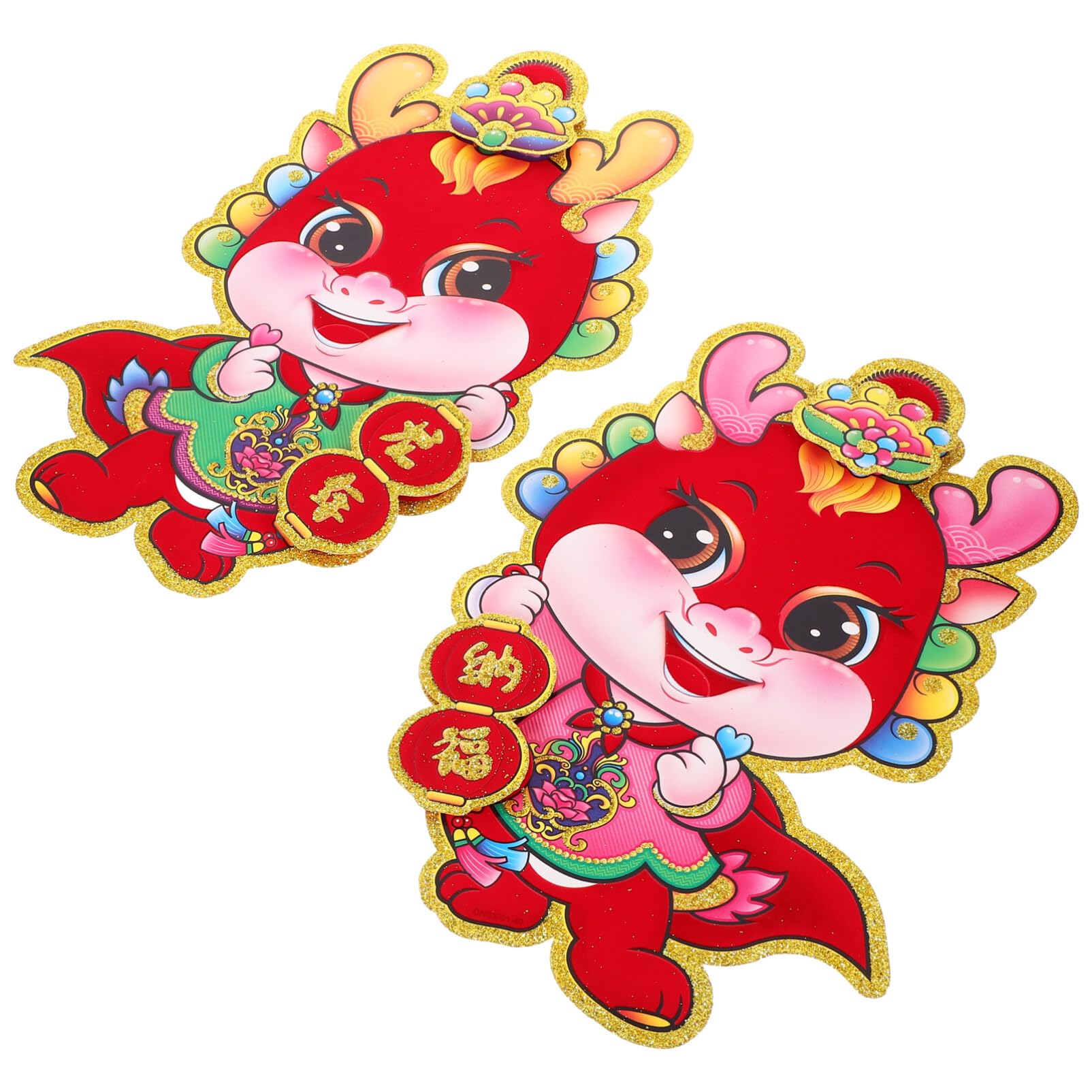 HOMSFOU Year of The Dragon Zodiac Post - Festive Chinese New Year Door Sticker for 2024 Spring Festival Celebrations Elegant Dragon Decor for Home