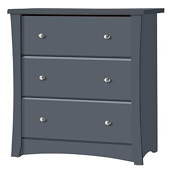 Storkcraft Crescent 3 Drawer Chest Grey Kids Bedroom Dresser With 3 Drawers Wood Composite Construction Ideal For Nursery Toddlers Room Kids